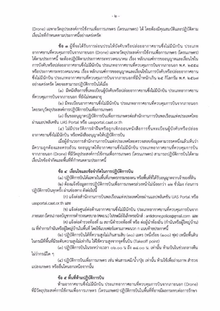 ประกาศห้ามบินโดรนเกษตร